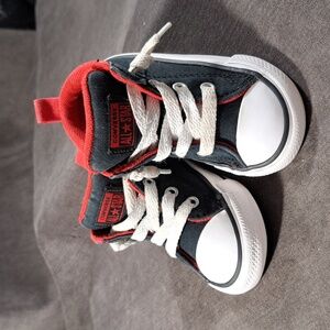 Converse Chuck Taylor All Star Mid Red & Black No Tie Slip Sneakers G US 5